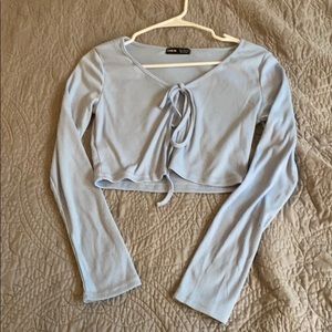 Baby Blue Tie Crop Top
